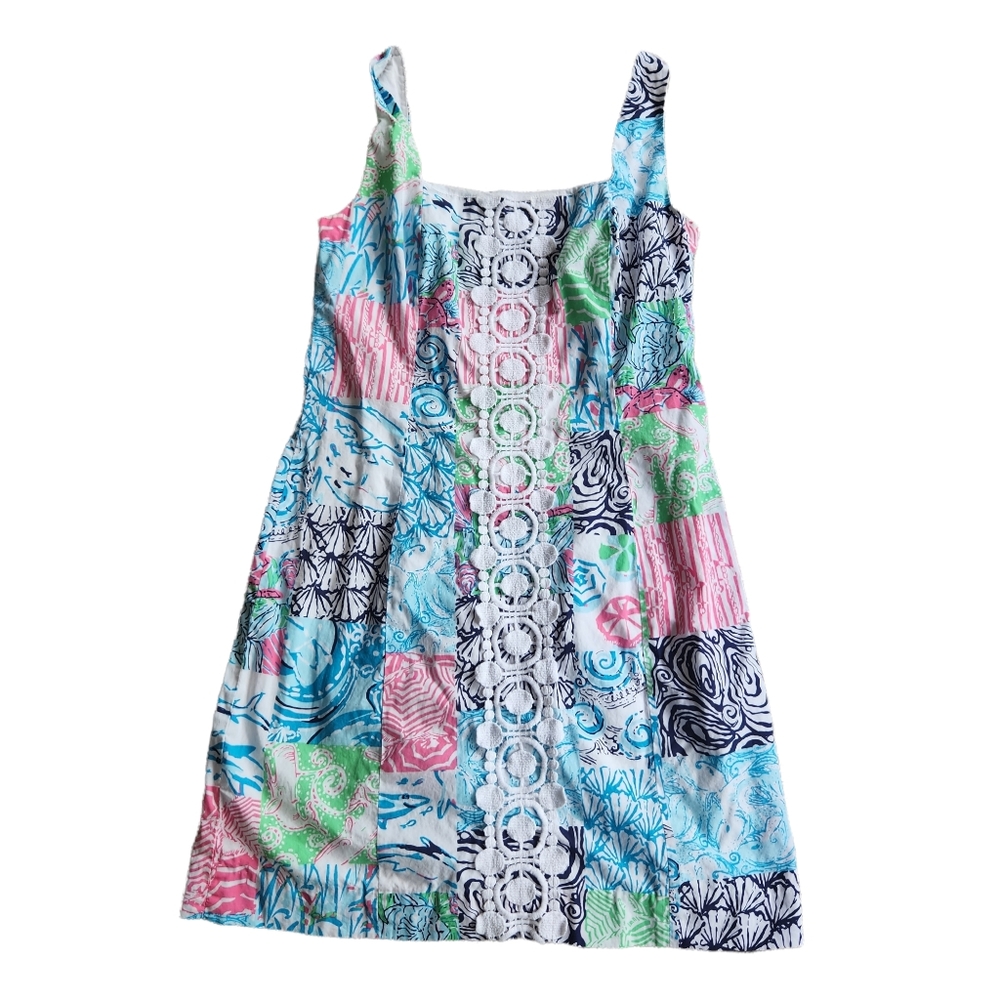 Lilly Pulitzer Dress Size 2 Women's  Annabelle Ocean Whale Dolphin Anchors
